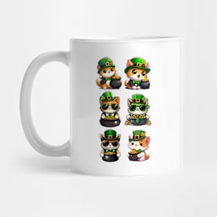 Cat Leprechauns With Pots of Gold - Stickers 2 - Saint Patrick Mug